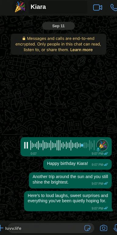 Whatsapp Message card