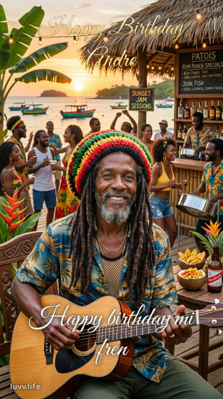 Rasta Patois birthday GIF with a name on it